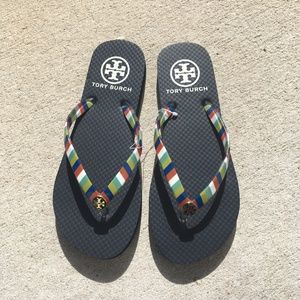 NWT Tory Burch Stripe Flip Flops